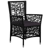 Set da Pranzo da Giardino 9 pz in Polyrattan Nero