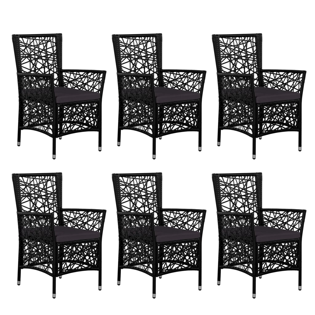 Set da Pranzo da Giardino 7 pz in Polyrattan Nero