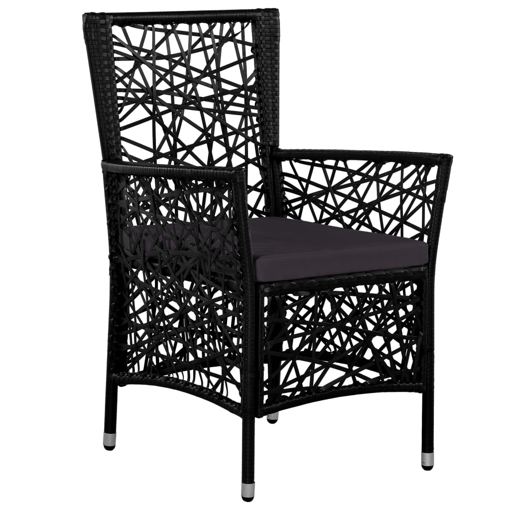 Set da Pranzo da Giardino 7 pz in Polyrattan Nero