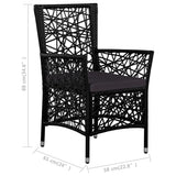 Set da Pranzo da Giardino 7 pz in Polyrattan Nero