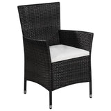 Sedia da Esterno con Sgabello e Cuscini in Polyrattan Nero