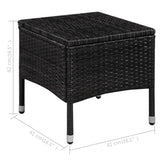 Sedia da Esterno con Sgabello e Cuscini in Polyrattan Nero