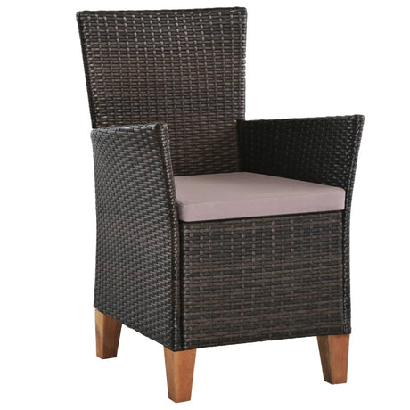 Sedie da Esterno con Cuscini 2 pz in Polyrattan Marrone