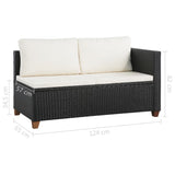 Set Divani da Giardino 4 pz con Cuscini in Polyrattan Nero