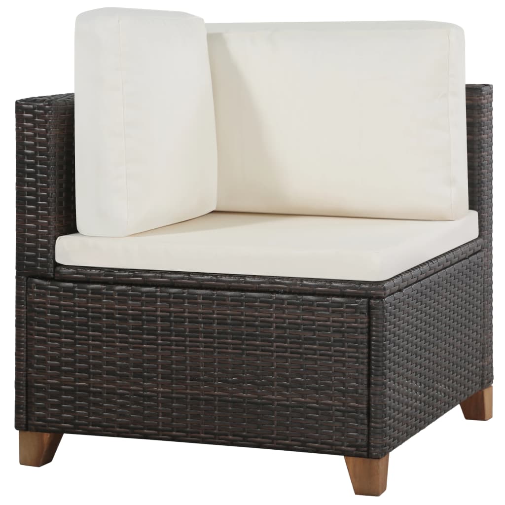 Set Divani da Giardino 4 pz con Cuscini in Polyrattan Marrone