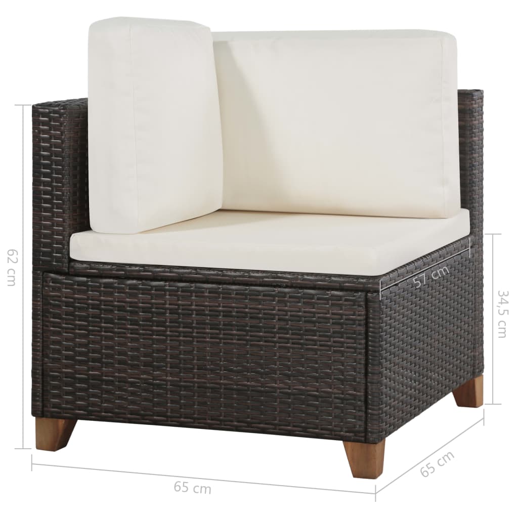 Set Divani da Giardino 4 pz con Cuscini in Polyrattan Marrone