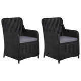 Sedie da Esterno con Cuscini 2 pz Polyrattan Nero