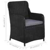 Sedie da Esterno con Cuscini 2 pz Polyrattan Nero