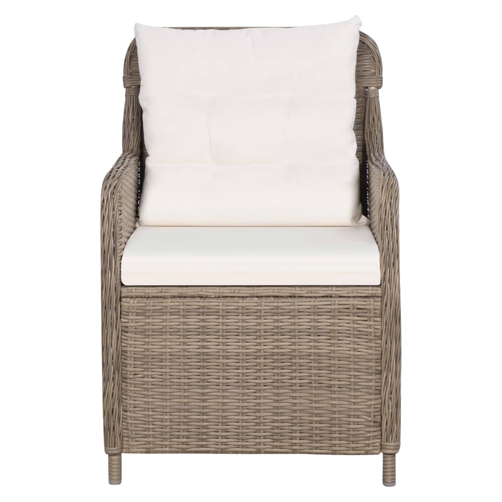 Sedie da Esterno con Cuscini 2 pz in Polyrattan Marrone