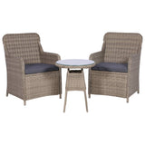 Set da Bistro 3 pz con Cuscini in Polyrattan Marrone