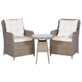 Set da Bistro 3 pz con Cuscini in Polyrattan Marrone