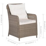 Set da Bistro 3 pz con Cuscini in Polyrattan Marrone