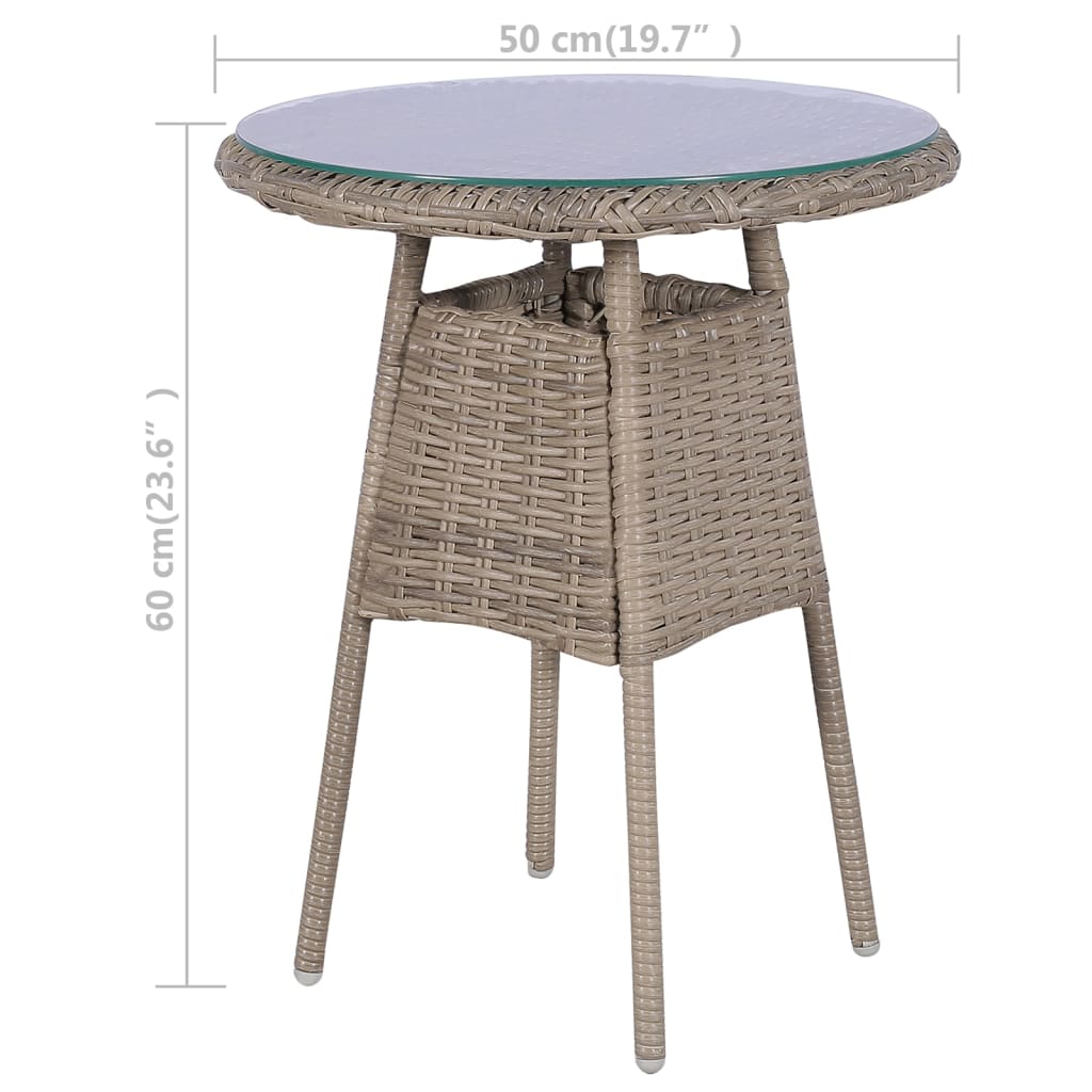 Set da Bistro 3 pz con Cuscini in Polyrattan Marrone