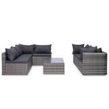 Set Divani da Giardino 8 pz con Cuscini in Polyrattan Grigio