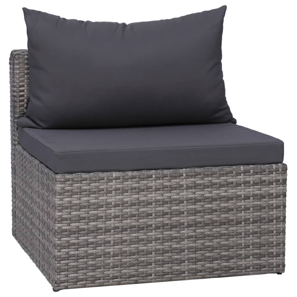 Set Divani da Giardino 8 pz con Cuscini in Polyrattan Grigio