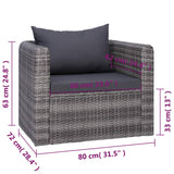 Set Divani da Giardino 7 pz con Cuscini in Polyrattan Grigio