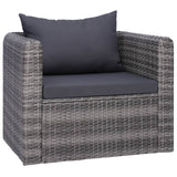 Set Divani da Giardino 7 pz con Cuscini in Polyrattan Grigio