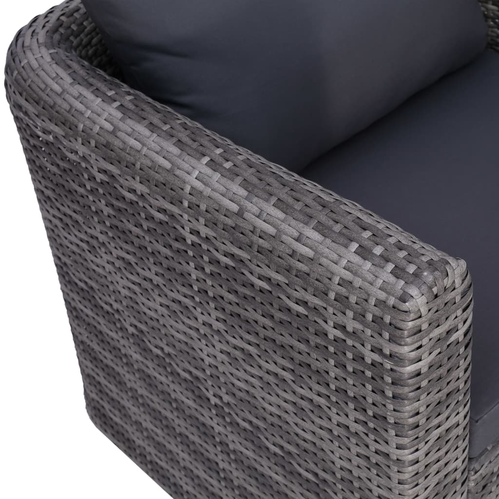 Set Divani da Giardino 7 pz con Cuscini in Polyrattan Grigio