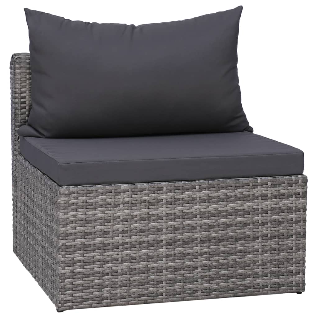 Set Divani da Giardino 6 pz con Cuscini in Polyrattan Grigio