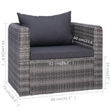 Set Divani da Giardino 6 pz con Cuscini in Polyrattan Grigio