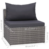 Set Divani da Giardino 5 pz con Cuscini in Polyrattan Grigio