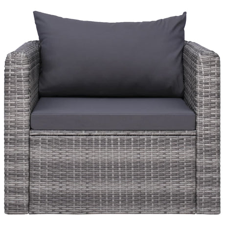 Sedia da Giardino con Cuscini in Polyrattan Grigio