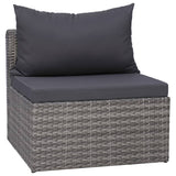 Set Divani da Giardino 4 pz con Cuscini Grigio in Polyrattan