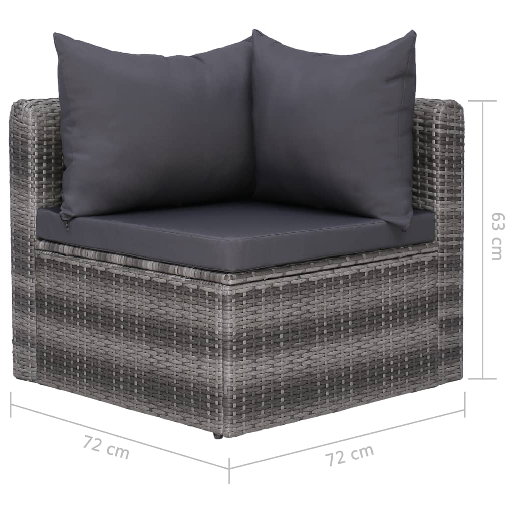 Set Divani da Giardino 4 pz con Cuscini Grigio in Polyrattan