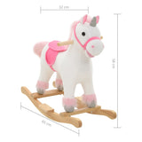 Unicorno a Dondolo in Peluche 65x32x58 cm Bianco e Rosa