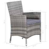 Set da Pranzo da Giardino 11 pz con Cuscini Polyrattan Grigio