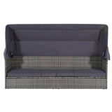 Lettino da Giardino con Tettuccio Grigio 205x62 cm Polyrattan