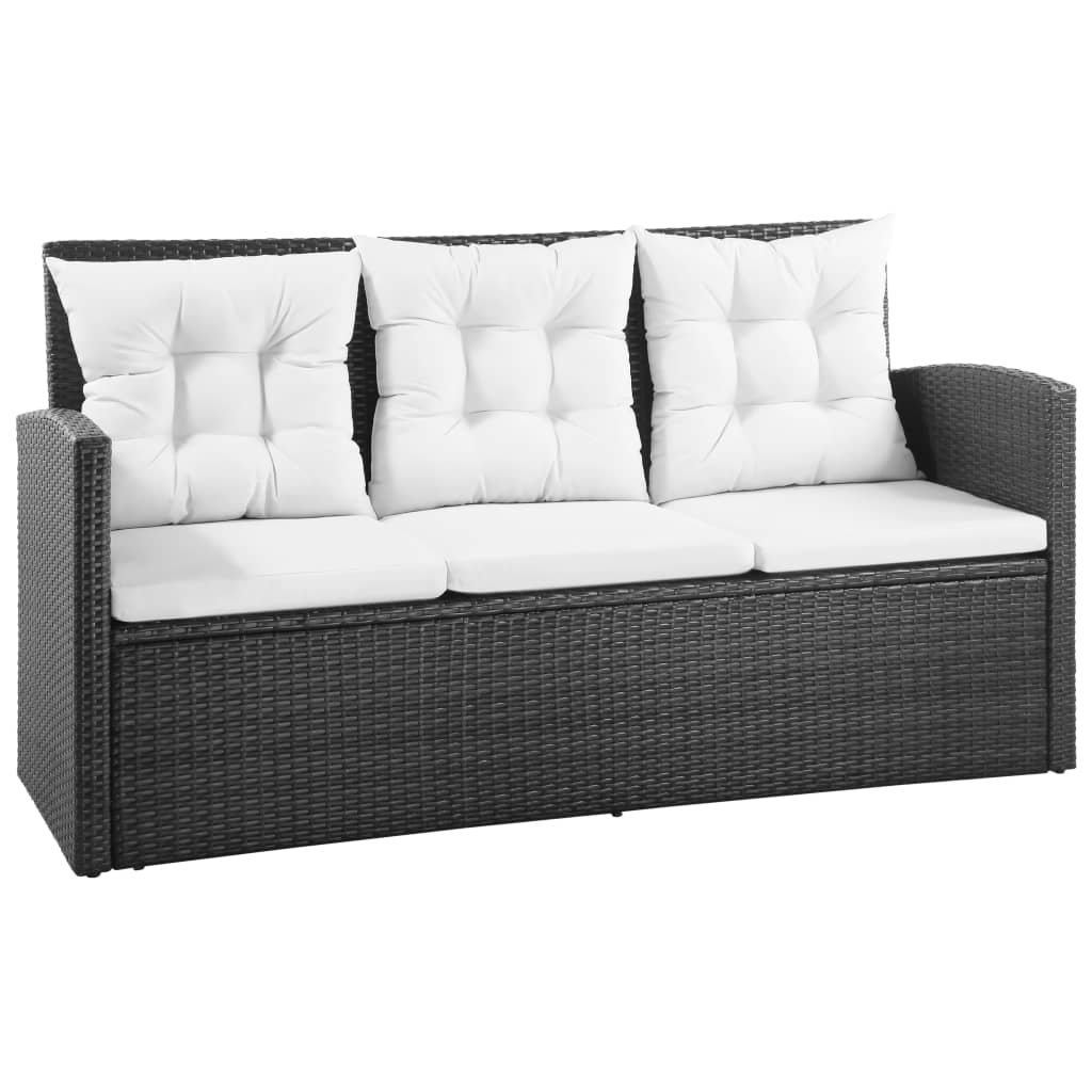 Set Divani da Giardino 5 pz con Cuscini in Polyrattan Nero