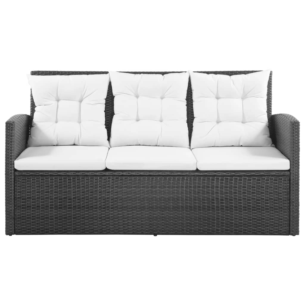 Set Divani da Giardino 5 pz con Cuscini in Polyrattan Nero