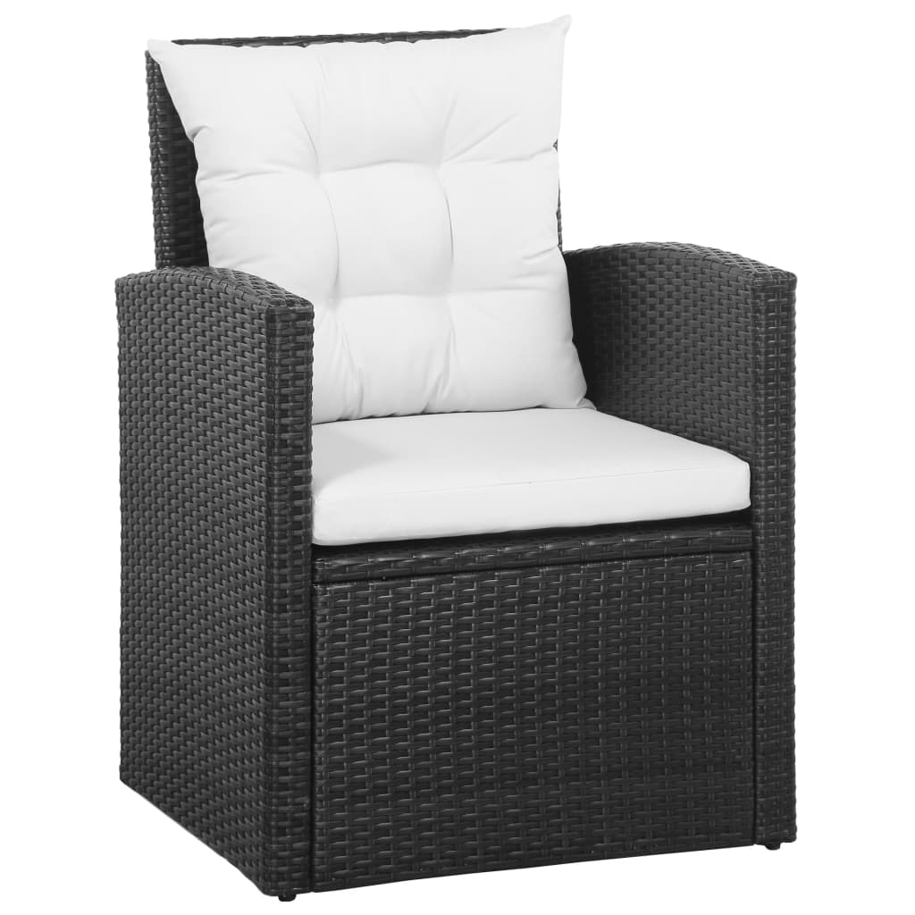 Set Divani da Giardino 5 pz con Cuscini in Polyrattan Nero