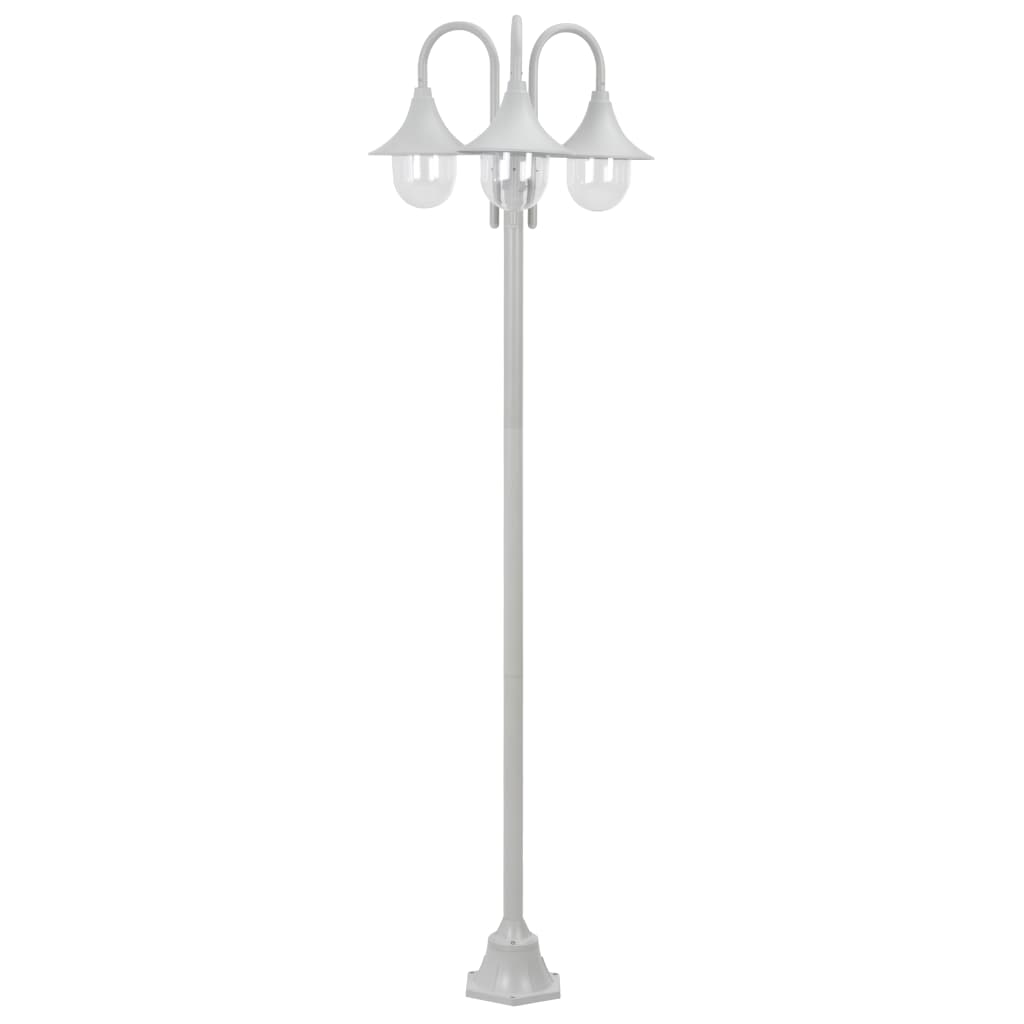 Lampione da Giardino E27 220 cm in Alluminio 3 Lampade Bianco