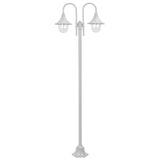 Lampione da Giardino E27 220 cm Alluminio 2 Lampade Bianco