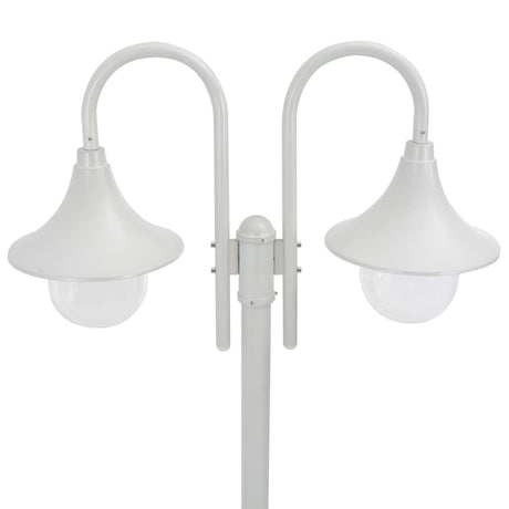 Lampione da Giardino E27 220 cm Alluminio 2 Lampade Bianco