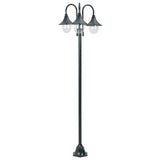 Lampione da Giardino E27 220 cm Alluminio 3 Lampade Verde Scuro