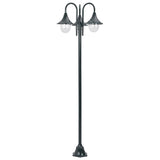 Lampione da Giardino E27 220 cm Alluminio 3 Lampade Verde Scuro