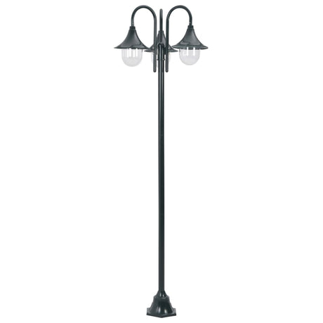 Lampione da Giardino E27 220 cm Alluminio 3 Lampade Verde Scuro