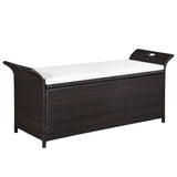 Cassapanca con Cuscino 138 cm in Polyrattan Marrone