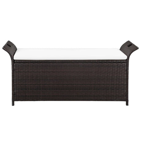 Cassapanca con Cuscino 138 cm in Polyrattan Marrone