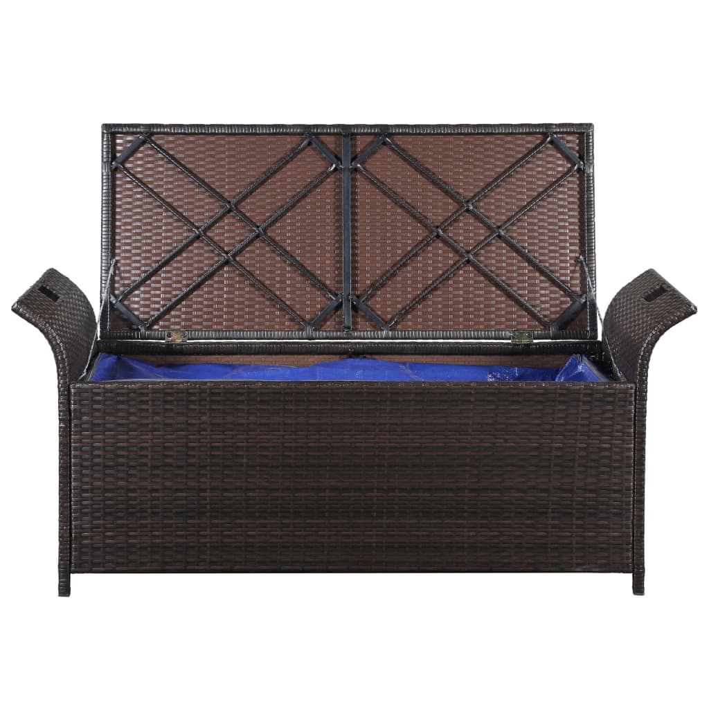 Cassapanca con Cuscino 138 cm in Polyrattan Marrone