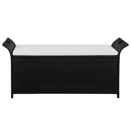 Cassapanca con Cuscino 138 cm in Polyrattan Nero