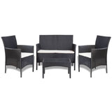 Set Divani da Giardino 4 pz con Cuscini in Polyrattan Nero