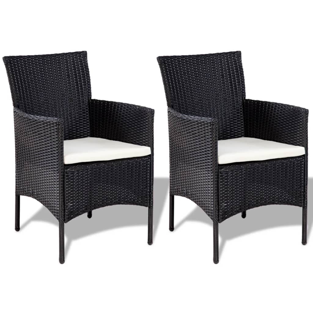 Set Divani da Giardino 4 pz con Cuscini in Polyrattan Nero