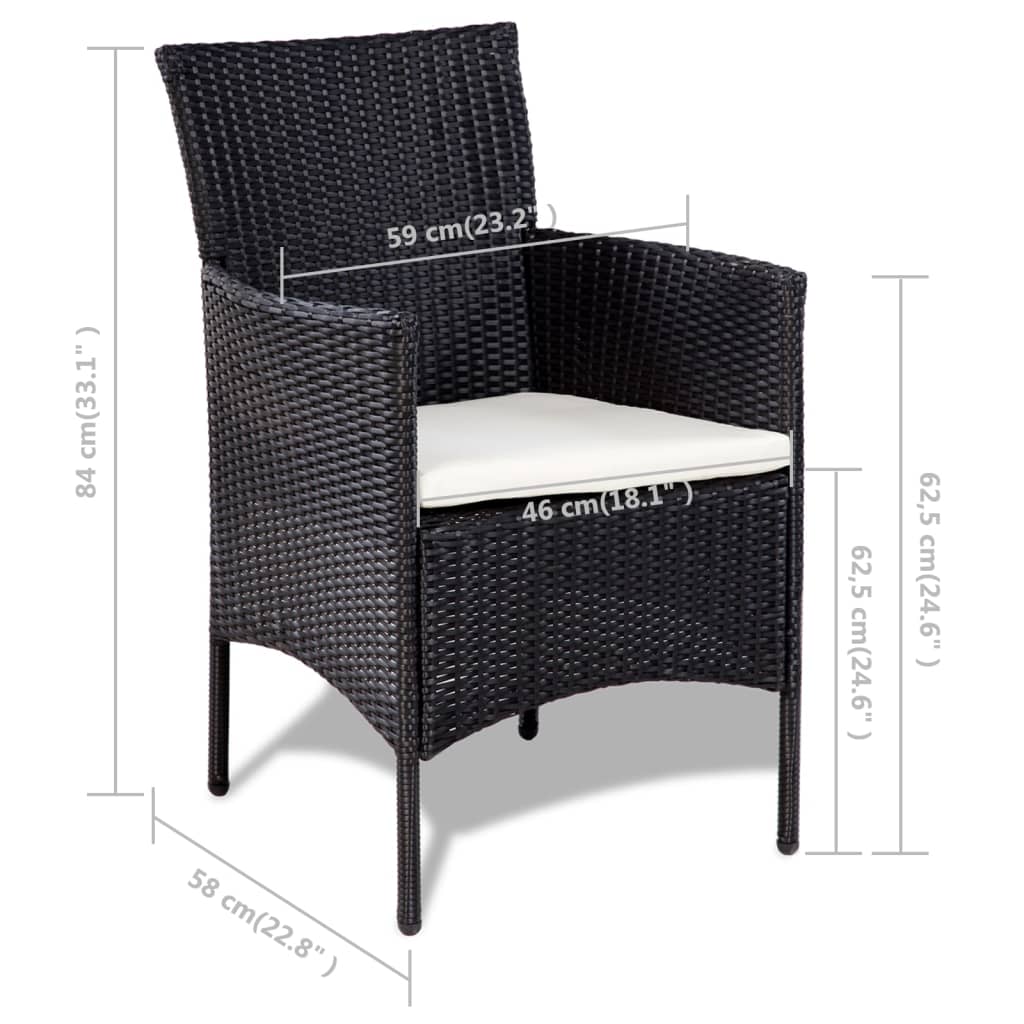 Set Divani da Giardino 4 pz con Cuscini in Polyrattan Nero