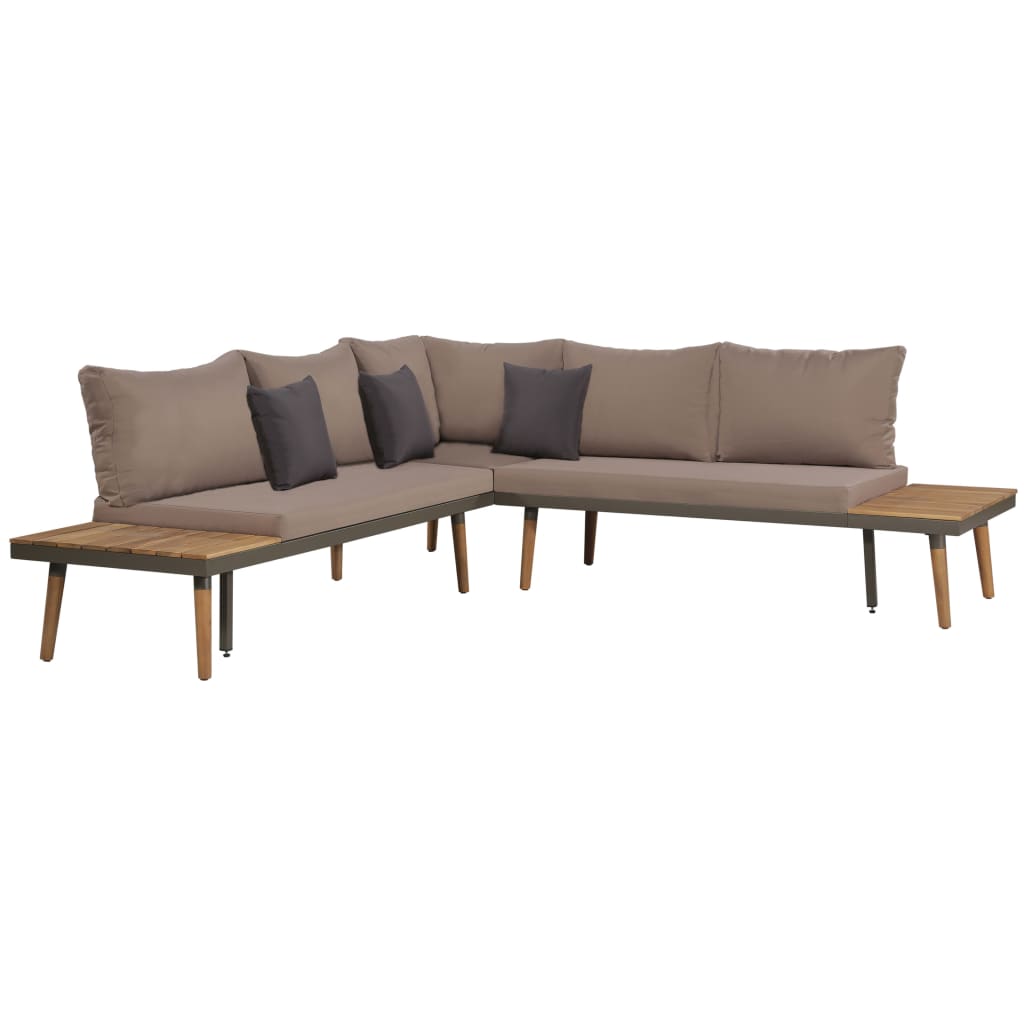 Set Divani da Giardino 4 pz con Cuscini Legno di Acacia Marrone