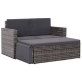 Set Divani da Giardino 2 pz con Cuscini in Polyrattan Grigio