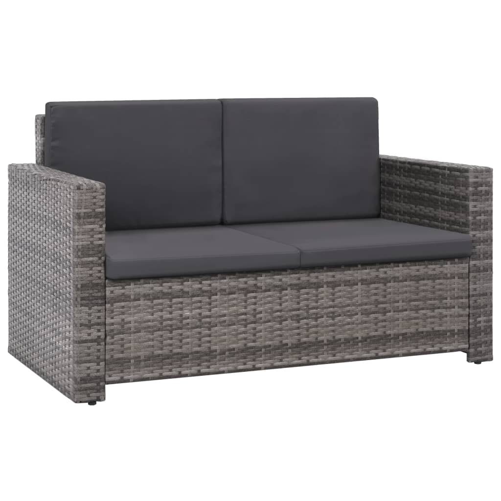 Set Divani da Giardino 2 pz con Cuscini in Polyrattan Grigio